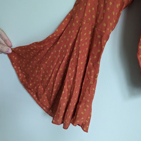 Nwt Free People XS Polka Dot Wrap Long Sleeve Bodysuit - Picture 4 of 10